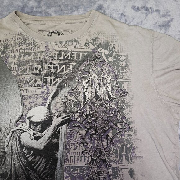 VINTAGE Y2K Modern Culture T-Shirt Angel Warrior Affliction Style Size XXL - Picture 4 of 11